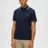 SELECTED KORTÄRMAD PIKÉTRÖJA Blue Discount