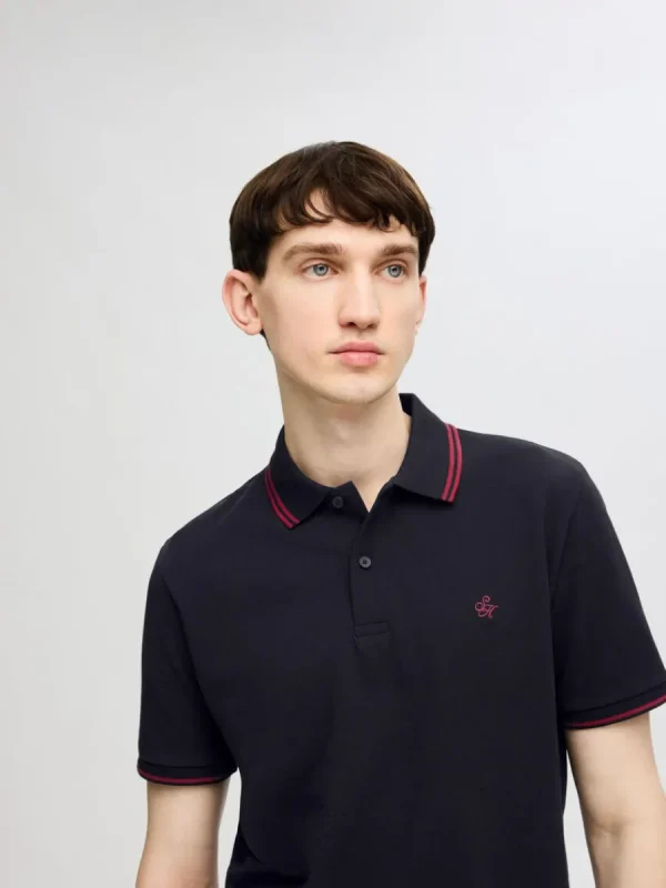 SELECTED KORTÄRMAD PIKÉTRÖJA Black Online