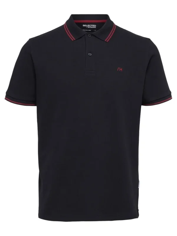 SELECTED KORTÄRMAD PIKÉTRÖJA Black Online