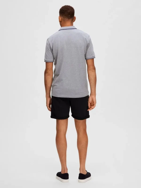 SELECTED KORTÄRMAD PIKÉTRÖJA Grey Cheap