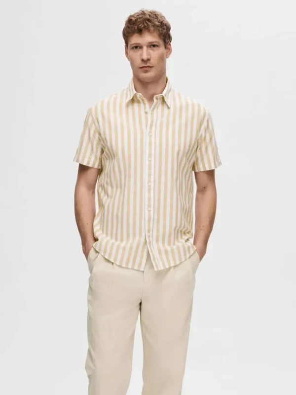 SELECTED KORTÄRMAD SKJORTA Beige Fashion