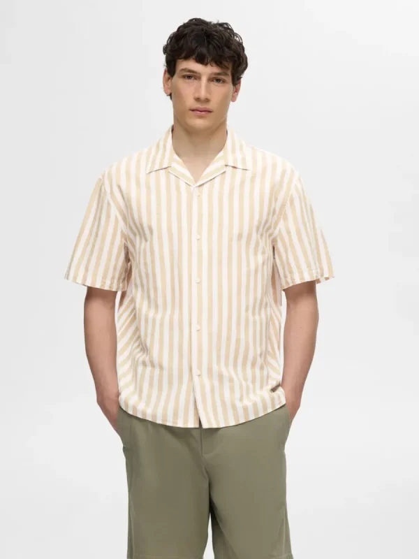SELECTED KORTÄRMAD SKJORTA Beige Discount
