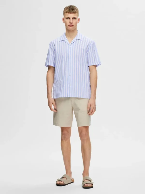 SELECTED KORTÄRMAD SKJORTA Blue Flash Sale