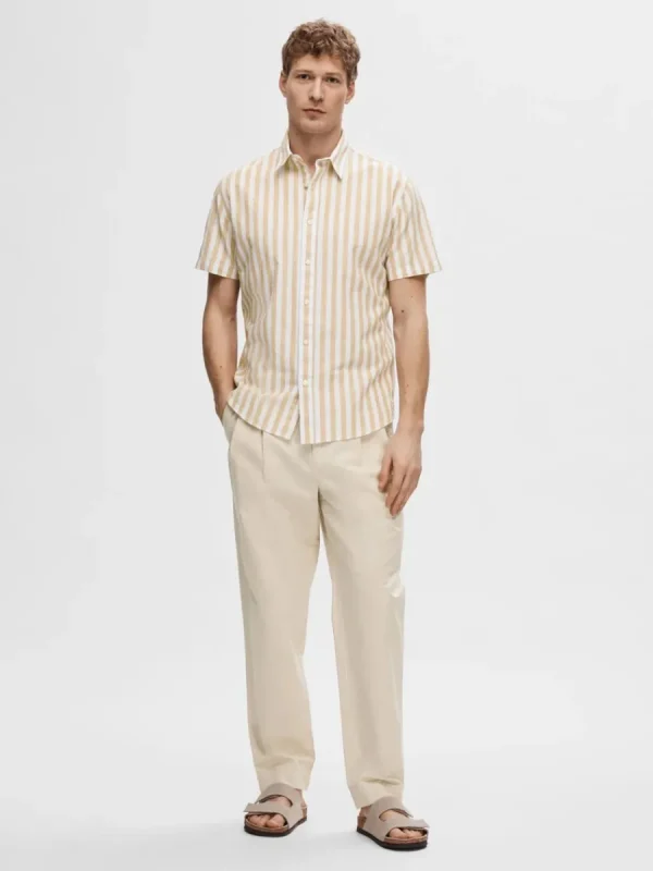 SELECTED KORTÄRMAD SKJORTA Beige Fashion