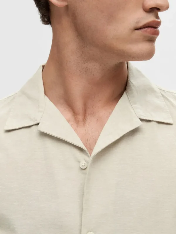 SELECTED KORTÄRMAD SKJORTA Beige Clearance