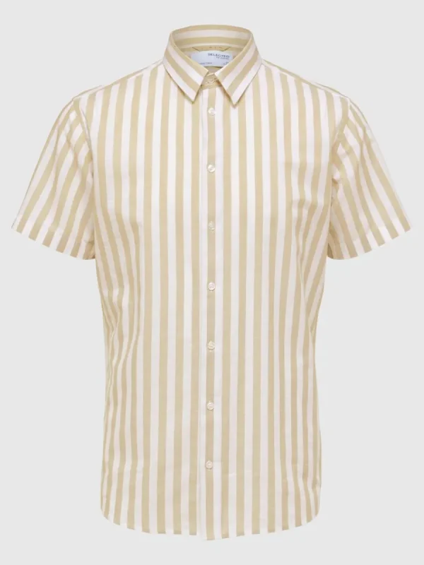 SELECTED KORTÄRMAD SKJORTA Beige Fashion