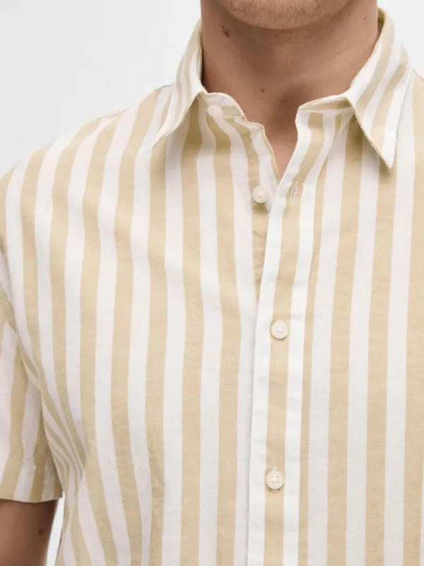 SELECTED KORTÄRMAD SKJORTA Beige Fashion