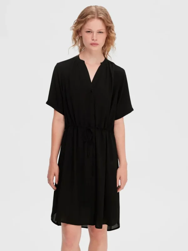 SELECTED KORTÄRMAD SKJORTKLÄNNING Black Online