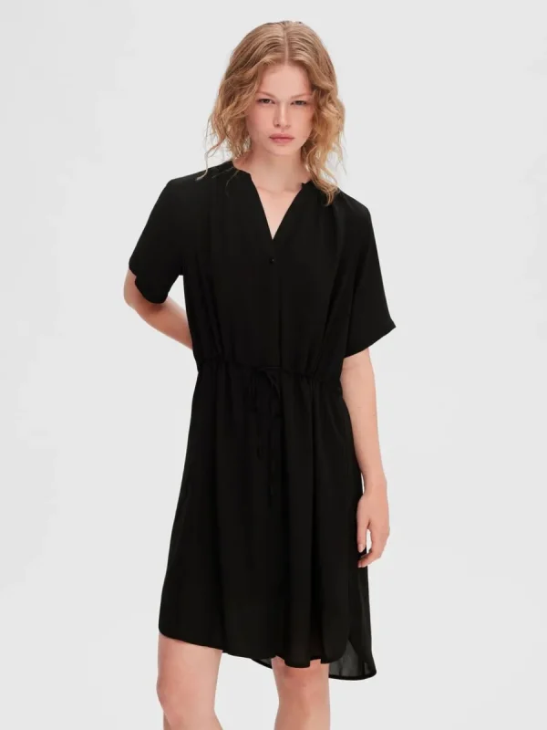 SELECTED KORTÄRMAD SKJORTKLÄNNING Black Online