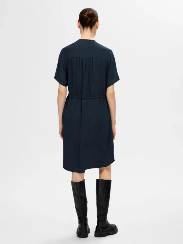 SELECTED KORTÄRMAD SKJORTKLÄNNING Blue Clearance