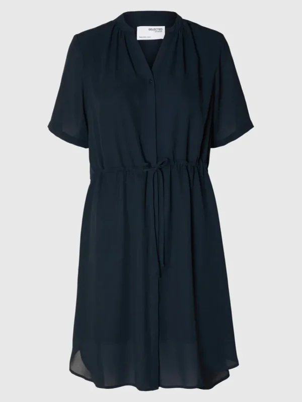SELECTED KORTÄRMAD SKJORTKLÄNNING Blue Clearance