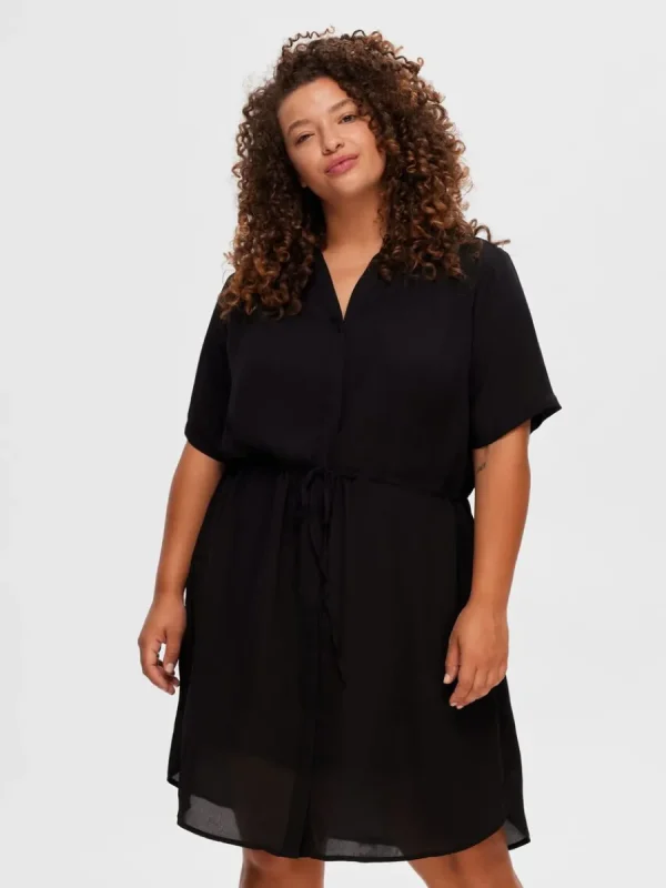 SELECTED KORTÄRMAD SKJORTKLÄNNING Black Online