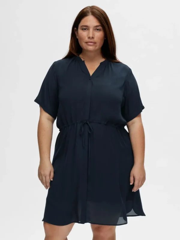 SELECTED KORTÄRMAD SKJORTKLÄNNING Blue Clearance