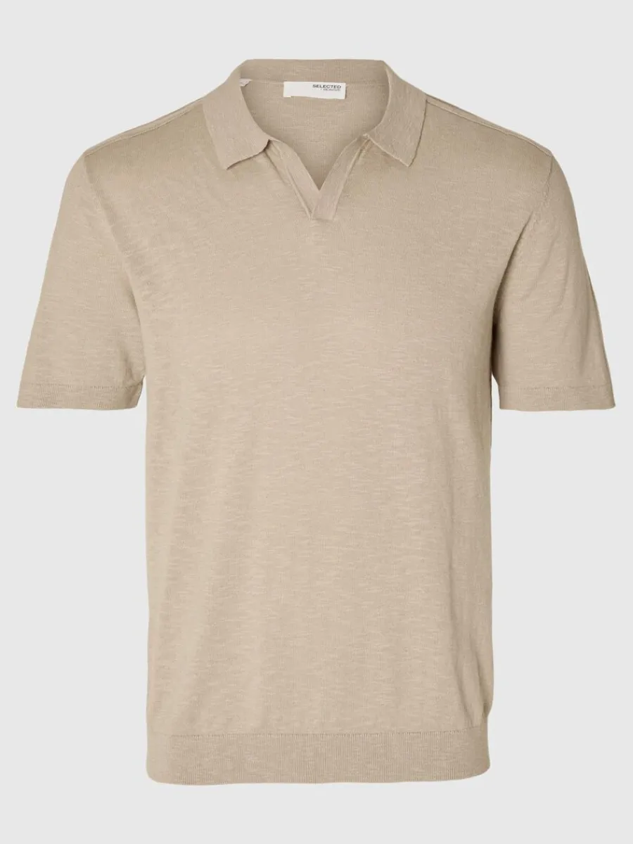 kortrmad_stickad_piktrja_3-1.webp SELECTED KORTÄRMAD STICKAD PIKÉTRÖJA Beige Store