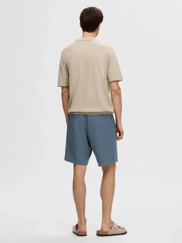 SELECTED KORTÄRMAD STICKAD PIKÉTRÖJA Beige Store