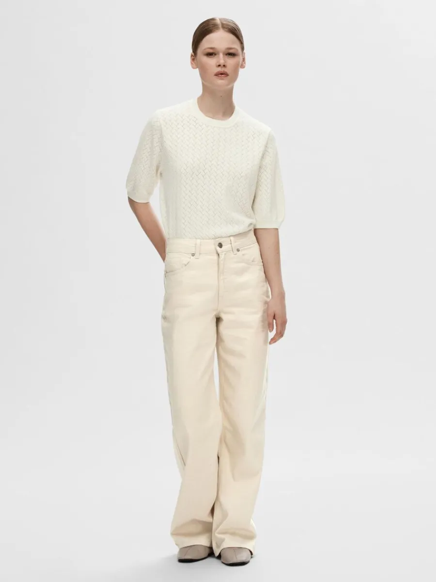 kortrmad_stickad_topp_1-8.webp SELECTED KORTÄRMAD STICKAD TOPP Beige Clearance