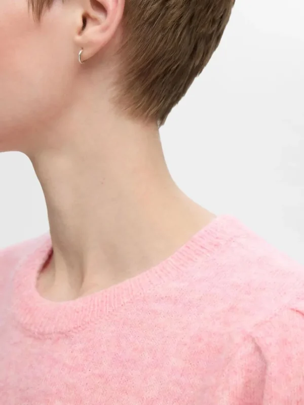 SELECTED KORTÄRMAD STICKAD TOPP Pink Fashion