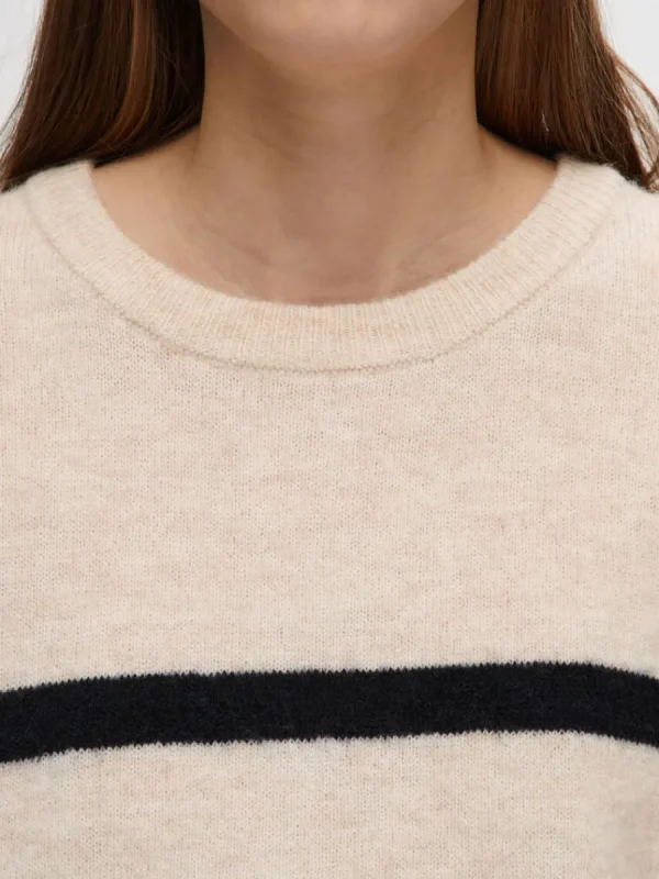SELECTED KORTÄRMAD STICKAD TOPP Beige Clearance