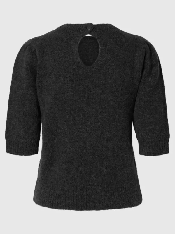 SELECTED KORTÄRMAD STICKAD TOPP Grey New