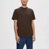 SELECTED KORTÄRMAD T-SHIRT Brown Shop