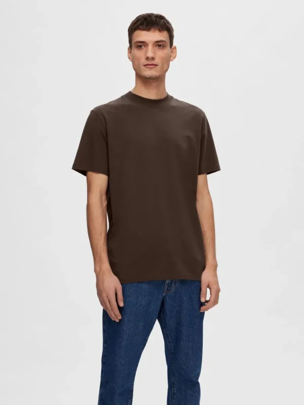 SELECTED KORTÄRMAD T-SHIRT Brown Shop