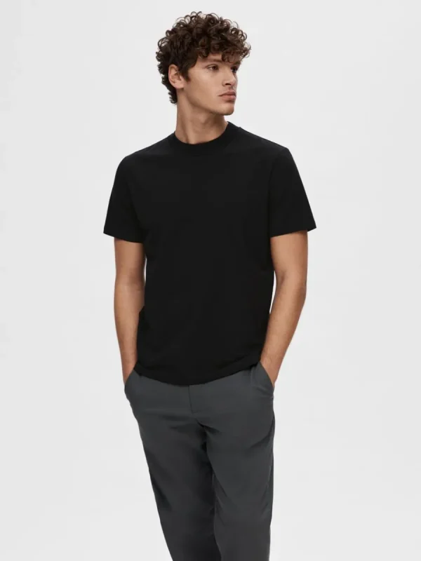 SELECTED KORTÄRMAD T-SHIRT Black Flash Sale