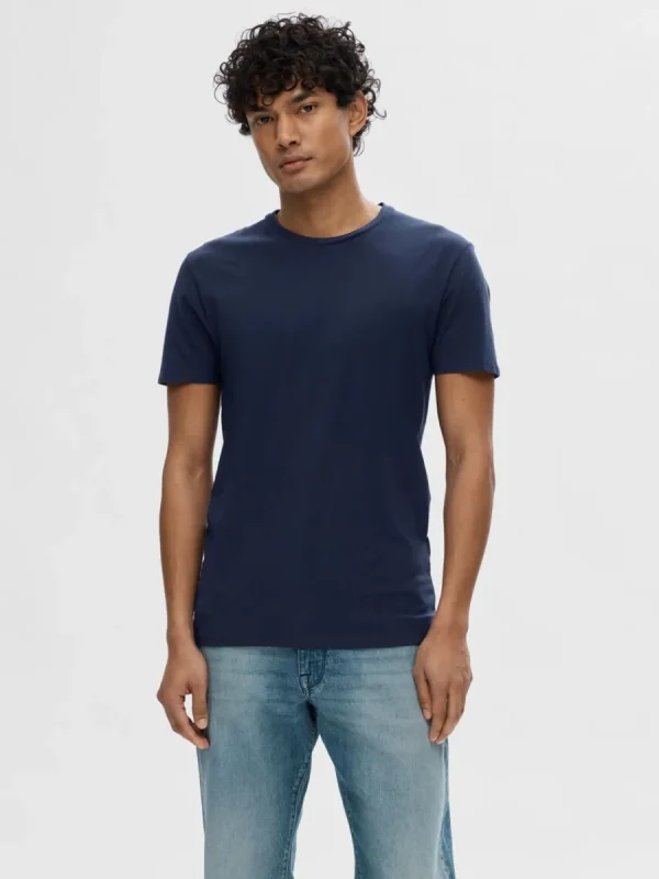 SELECTED KORTÄRMAD T-SHIRT Blue Outlet