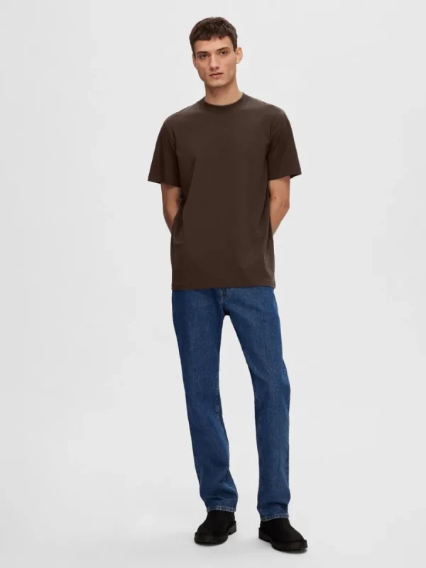 SELECTED KORTÄRMAD T-SHIRT Brown Shop