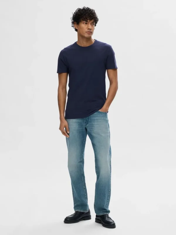 SELECTED KORTÄRMAD T-SHIRT Blue Outlet