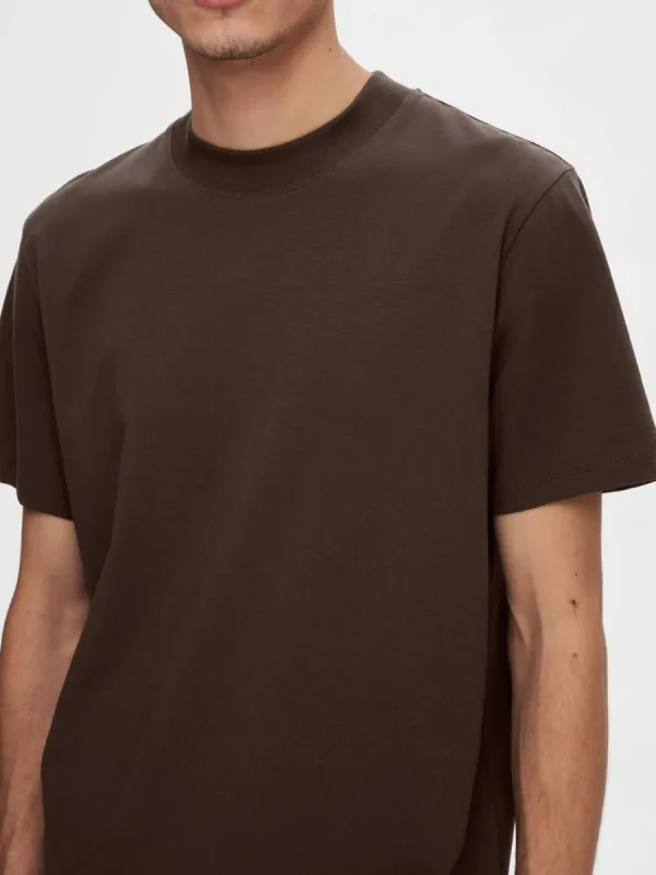 SELECTED KORTÄRMAD T-SHIRT Brown Shop