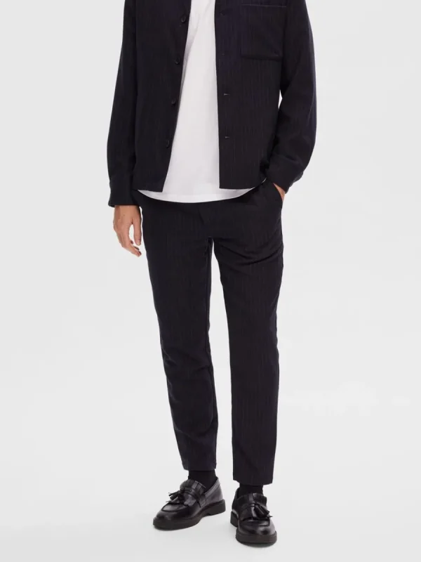 SELECTED KRITSTRECKSRANDIG BYXOR Blue Cheap