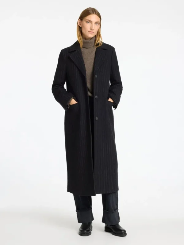 SELECTED KRITSTRECKSRANDIG LÅNG KAPPA Black Shop