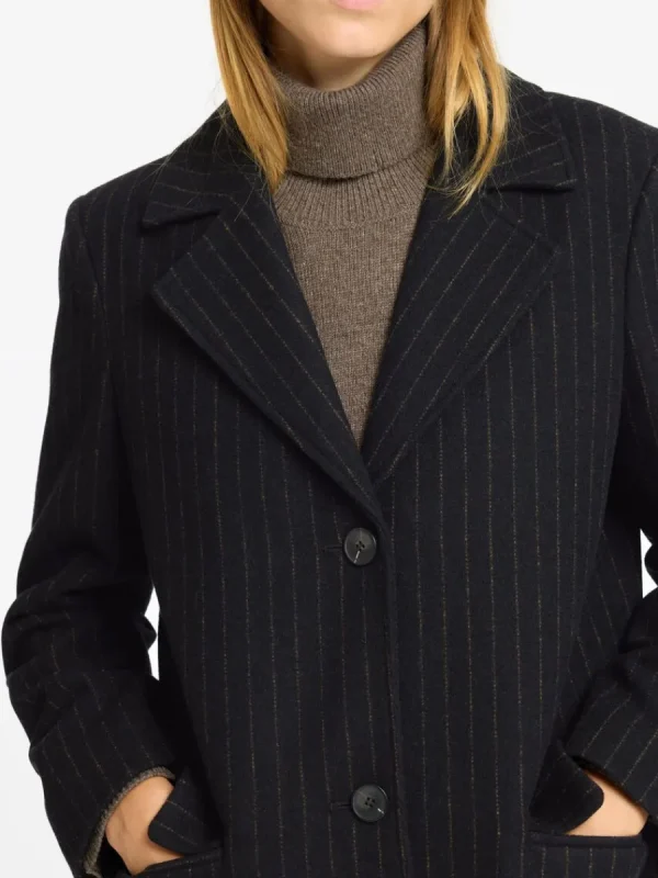 SELECTED KRITSTRECKSRANDIG LÅNG KAPPA Black Shop