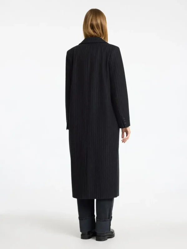 SELECTED KRITSTRECKSRANDIG LÅNG KAPPA Black Shop