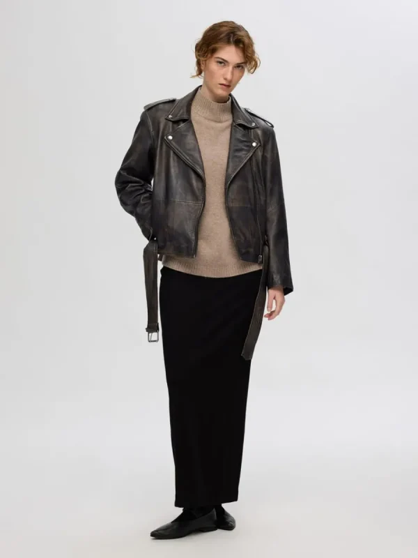 SELECTED 100% LÄDER BIKERJACKA Black Clearance