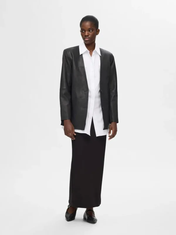 SELECTED 100% LÄDER KAVAJ Black Best
