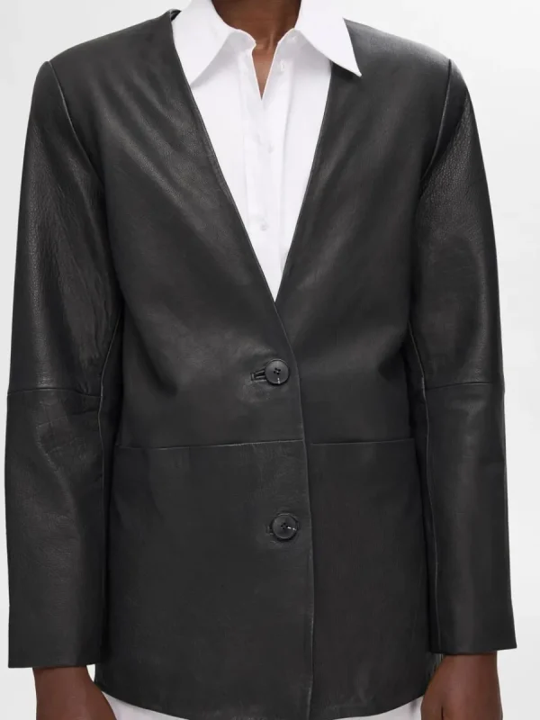 SELECTED 100% LÄDER KAVAJ Black Best