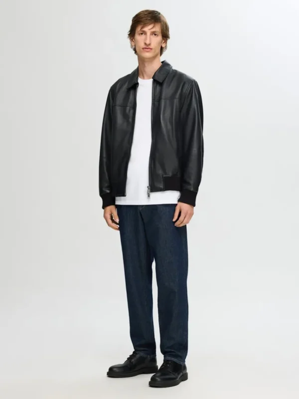 SELECTED 100% LÄDERJACKA Black Discount
