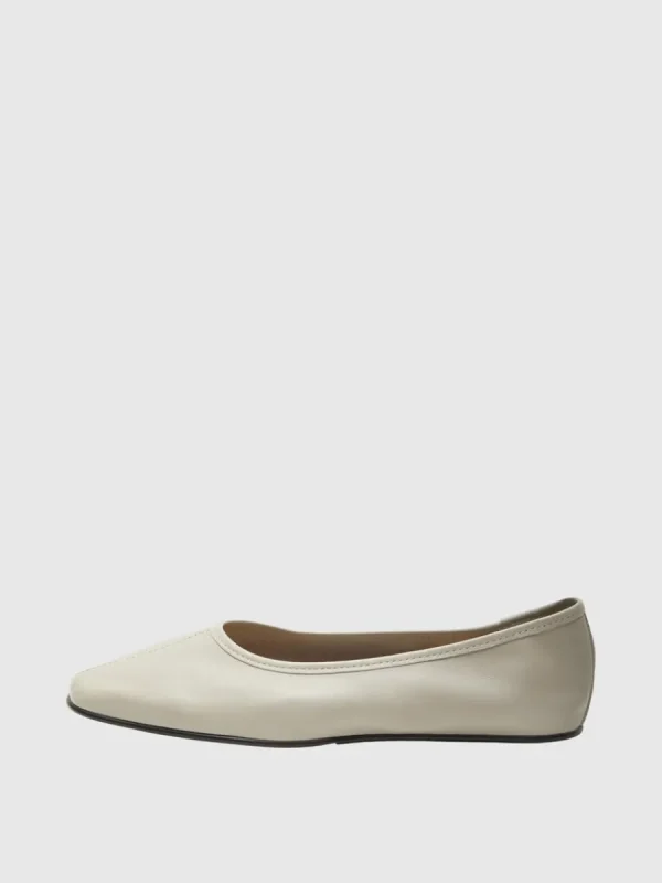 SELECTED LÄDERSYDD BALLERINASKOR Beige Fashion
