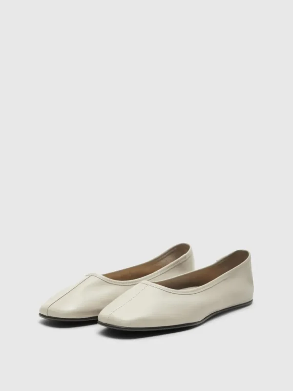 SELECTED LÄDERSYDD BALLERINASKOR Beige Fashion