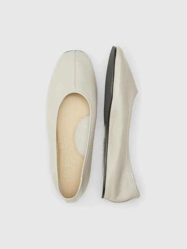 SELECTED LÄDERSYDD BALLERINASKOR Beige Fashion