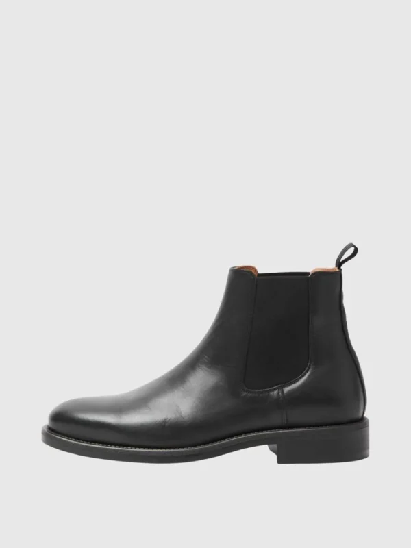 SELECTED LÄDERSYDD CHELSEA-STÖVLAR Black Sale