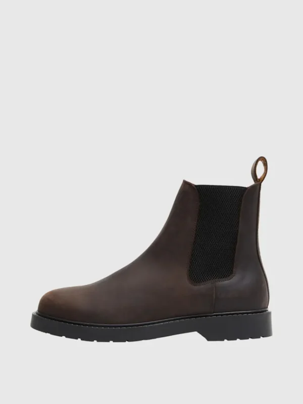 SELECTED LÄDERSYDD CHELSEA-STÖVLAR Brown Flash Sale