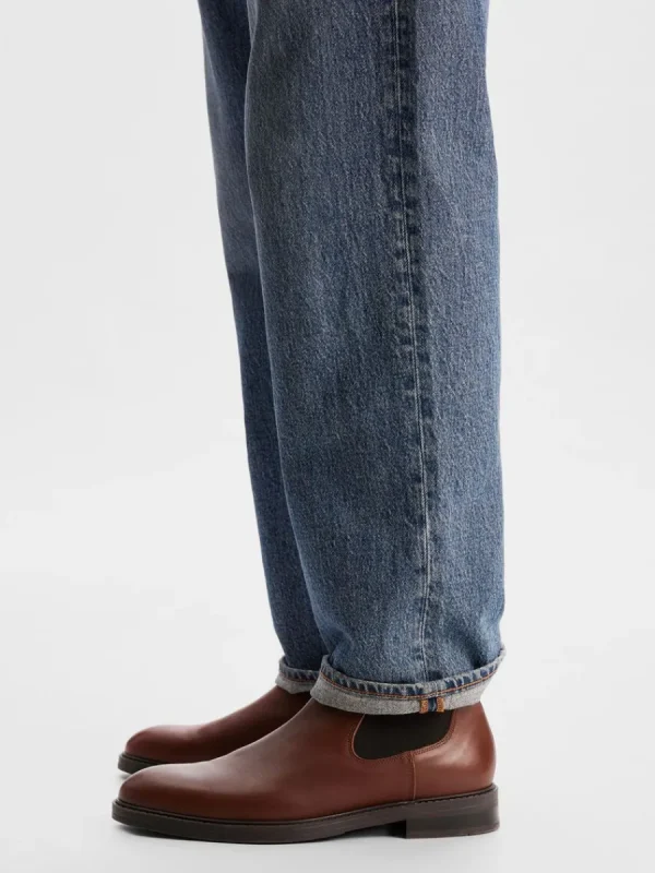 SELECTED LÄDERSYDD CHELSEA-STÖVLAR Brown Sale