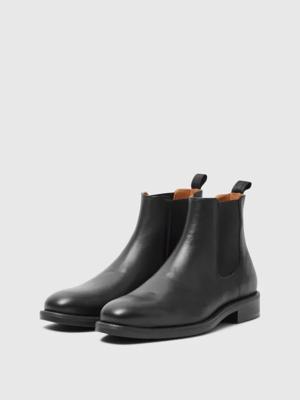 SELECTED LÄDERSYDD CHELSEA-STÖVLAR Black Sale