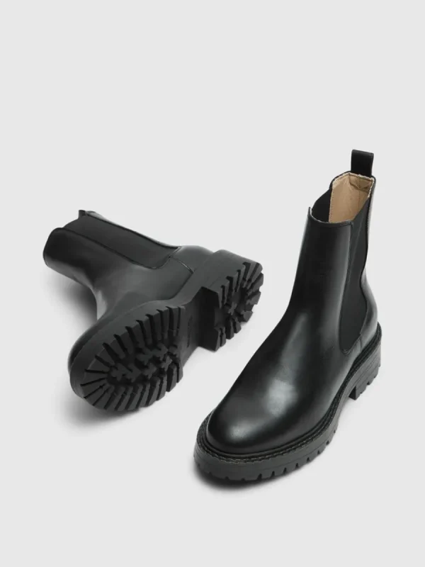 SELECTED LÄDERSYDD CHELSEA-STÖVLAR Black Best Sale
