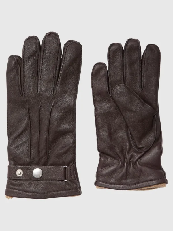 SELECTED LÄDERSYDD HANDSKAR Brown Fashion