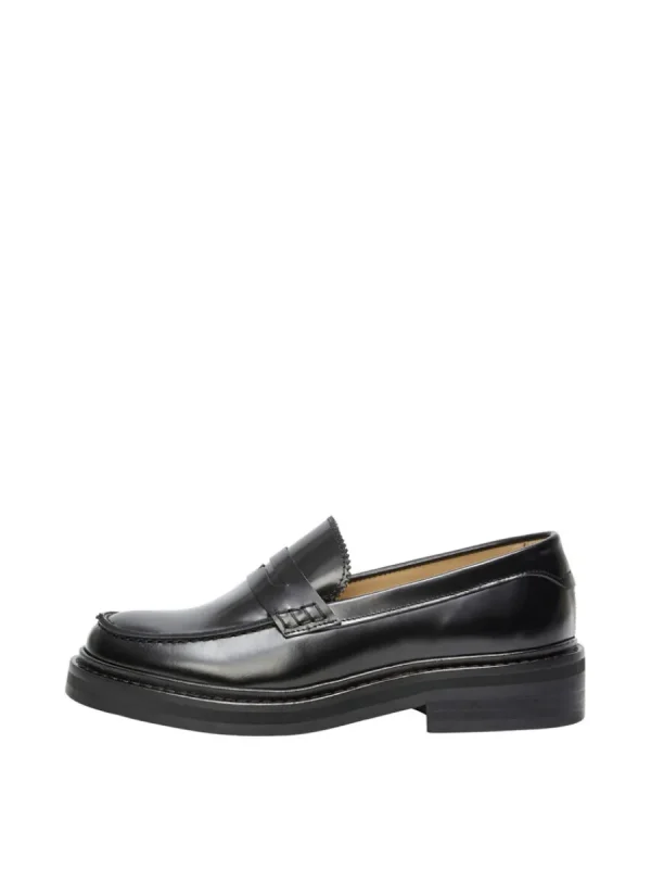 SELECTED LÄDERSYDD LOAFERS Black New