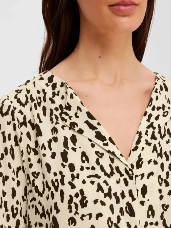 SELECTED LEOPARDTRYCK SKJORTA Beige Cheap