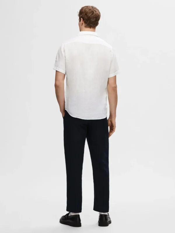 SELECTED 100% LINNE KORTÄRMAD SKJORTA White Flash Sale